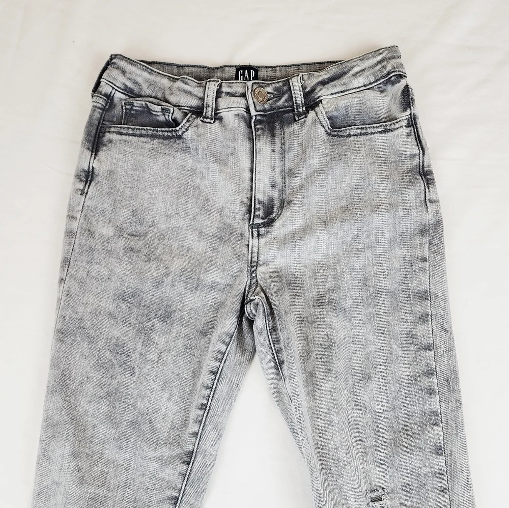 Gap Grey Stretch High Rise Ankle Jegging Distressed Jeans Pants